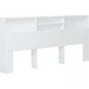 Image de vidaXL Tête de lit avec étagères blanc 220x19x103,5 cm