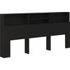 Image de vidaXL Tête de lit avec étagères Noir 220x19x103,5 cm