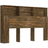 Image de vidaXL Tête de lit avec étagères chêne fumé 160x19x103,5 cm