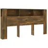 Image de vidaXL Tête de lit avec étagères chêne fumé 200x18,5x104,5 cm
