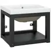 Image de vidaXL Support de lavabo de salle de bain avec lavabo noir fer