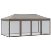 Image de vidaXL Tente de réception pliante avec parois latérales Taupe 3x6 m