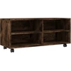 Image de vidaXL Armoire TV à roulettes chêne fumé 90x35x35 cm Bois composite