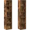 Image de vidaXL Étagères à CD 2 pcs. Chêne fumé 21x16x93,5 cm Matériau dérivé du bois