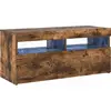 Image de vidaXL Armoire TV avec lampes LED chêne fumé 90x35x40 cm