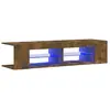 Image de vidaXL Armoire TV avec lampes LED chêne fumé 135x39x30 cm