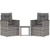 Image de vidaXL Ensemble de salon de jardin 3 pièces avec coussins Poly rotin gris
