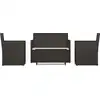 Image de vidaXL Ensemble salon de jardin 4 pièces avec coussins Poly rotin noir