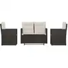 Image de vidaXL Ensemble salon de jardin 4 pièces avec coussins Poly rotin noir