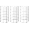 Image de vidaXL Gabion lits surélevés 3 pcs. Rond Acier galvanisé à30x50 cm