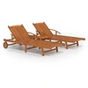 Image de vidaXL Bains de soleil 2 pièces avec table en bois massif d'acacia