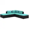 Image de vidaXL Ensemble de salon de jardin 5 pièces avec coussins Poly rotin noir