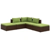 Image de vidaXL Ensemble de salon de jardin 5 pièces avec coussins Poly rotin brun