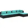 Image de vidaXL Ensemble de salon de jardin 5 pièces avec coussins Poly rotin noir