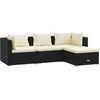 Image de vidaXL Ensemble salon de jardin 4 pièces avec coussins Poly rotin noir