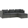 Image de vidaXL Ensemble salon de jardin 4 pièces avec coussins Poly rotin gris