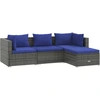 Image de vidaXL Ensemble salon de jardin 4 pièces avec coussins Poly rotin gris