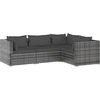 Image de vidaXL Ensemble salon de jardin 4 pièces avec coussins Poly rotin gris