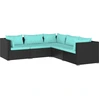 Image de vidaXL Ensemble de salon de jardin 5 pièces avec coussins Poly rotin noir