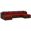 Image de vidaXL Ensemble de salon de jardin 6 pièces avec coussins Poly rotin brun