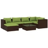 Image de vidaXL Ensemble de salon de jardin 7 pièces avec coussins Poly rotin brun