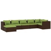 Image de vidaXL Ensemble de salon de jardin 7 pièces avec coussins Poly rotin brun