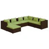 Image de vidaXL Ensemble de salon de jardin 7 pièces avec coussins Poly rotin brun