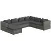 Image de vidaXL Ensemble de salon de jardin 7 pièces avec coussins Poly rotin gris