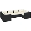 Image de vidaXL Ensemble salon de jardin 6 pièces avec coussins Poly rotin noir