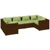 Image de vidaXL Ensemble de salon de jardin 6 pièces avec coussins Poly rotin brun
