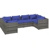 Image de vidaXL Ensemble salon de jardin 6 pièces avec coussins Poly rotin gris