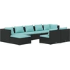 Image de vidaXL Ensemble de salon de jardin 9 pièces avec coussins noir poly rotin