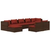 Image de vidaXL Ensemble de salon de jardin 9 pièces avec coussins Marron Poly Rattan