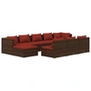 Image de vidaXL Ensemble de salon de jardin 10 pièces avec coussins Marron Poly Rattan