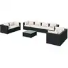 Image de vidaXL Ensemble de salon de jardin 9 pièces avec coussins Poly rotin noir
