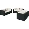 Image de vidaXL Ensemble salon de jardin 6 pièces avec coussins Poly rotin noir