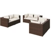 Image de vidaXL Ensemble de salon de jardin 6 pièces avec coussins Poly rotin brun