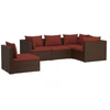 Image de vidaXL Ensemble de salon de jardin 5 pièces avec coussins Poly rotin brun