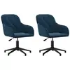Image de vidaXL Chaise de salle à manger 2 pcs. Pivotant Bleu Velours