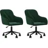 Image de vidaXL Chaise de salle à manger 2 pcs. Pivotant Vert foncé Velours
