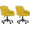 Image de vidaXL Chaise de salle à manger 2 pcs. Pivotant Jaune Velours