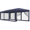 Image de vidaXL Tente de réception avec 8 parois latérales en maille bleue 3x9 m HDPE