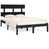 Image de vidaXL Lit en bois massif noir 140x190 cm