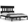 Image de vidaXL Lit en bois massif noir 140x190 cm