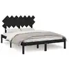 Image de vidaXL Lit en bois massif noir 140x190 cm