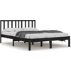Image de vidaXL Massivholzbett Schwarz Kiefer 140x190 cm