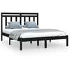 Image de vidaXL Lit en bois massif noir 140x190 cm