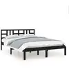 Image de vidaXL Lit en bois massif noir 140x190 cm