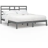 Image de vidaXL Lit en bois massif gris 200x200 cm