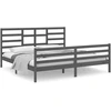 Image de vidaXL Lit en bois massif gris 200x200 cm